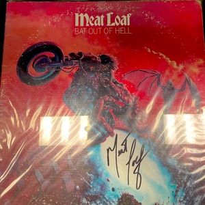 Authentic autographed Meatloaf Bat out of Hell album in frame